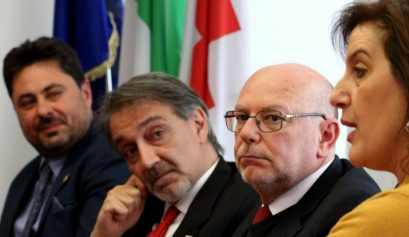 Francesco Rocca a conferenza stampa firma Protocollo Catania RFL
